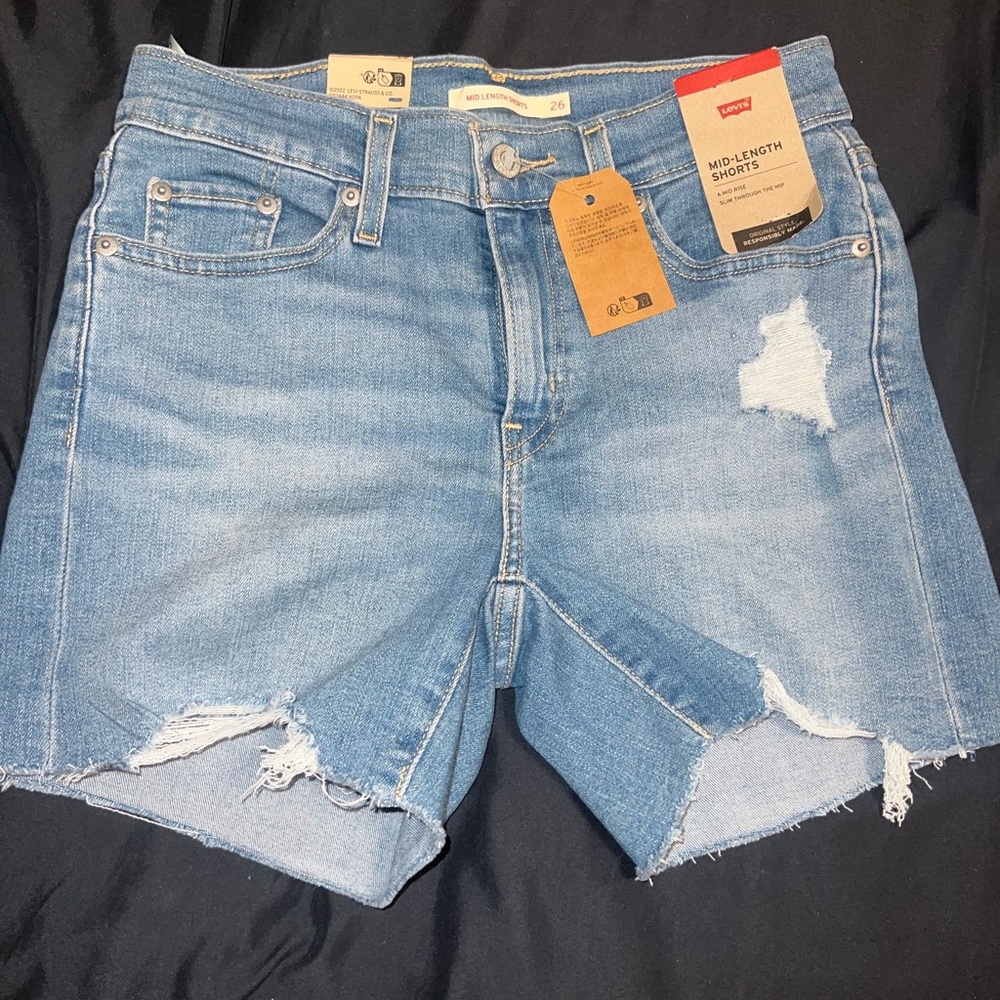 Levi's Blue Denim Mid-Rise Shorts